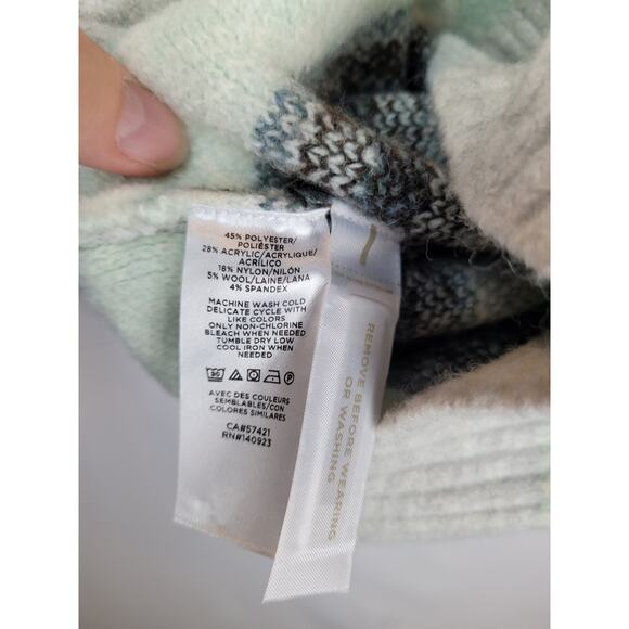 Loft Women's Patchwork Fair Isle Sweater Blue Teal Gray Brown Ivory Size XXL - Picture 8 of 9